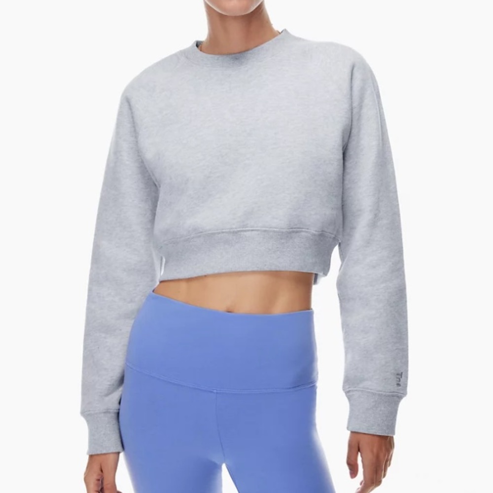 TNA cozy fleece perfect shrunken crewneck in heather chrome